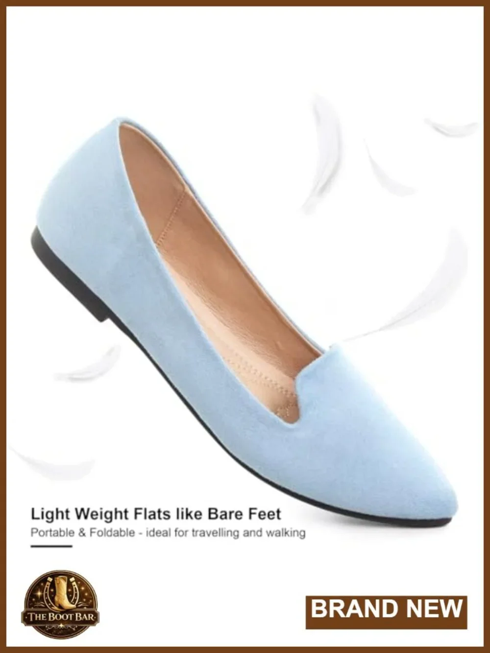 Women's Pointy Toe PU Leather Ballet Flats Comfort Memory Foam Walking Shoes